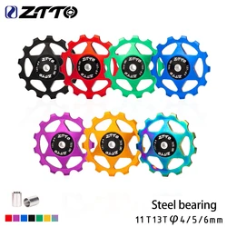 ZTTO 11T 13T MTB Bicycle Rear Derailleur Jockey Wheel AL7075 CNC Steel Pulley Bearing Road Bike Guide Roller Idler 4mm 5mm 6mm