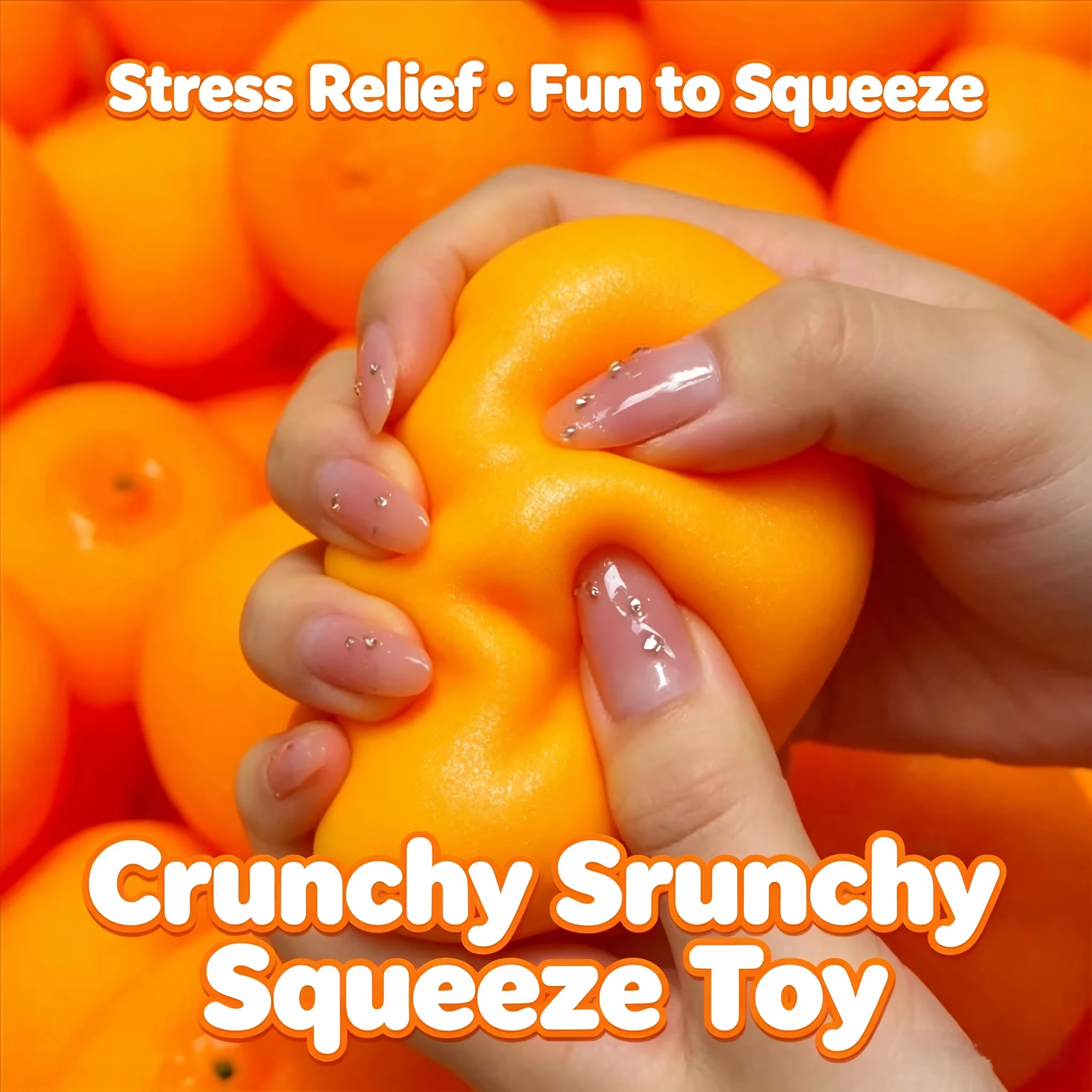 Trending Orange Crispy Ball Squeeze Toy, Crunchy Sound Slow Rising Stress Relief Fidget Toy, Ideal Gift For Friends All Ages
