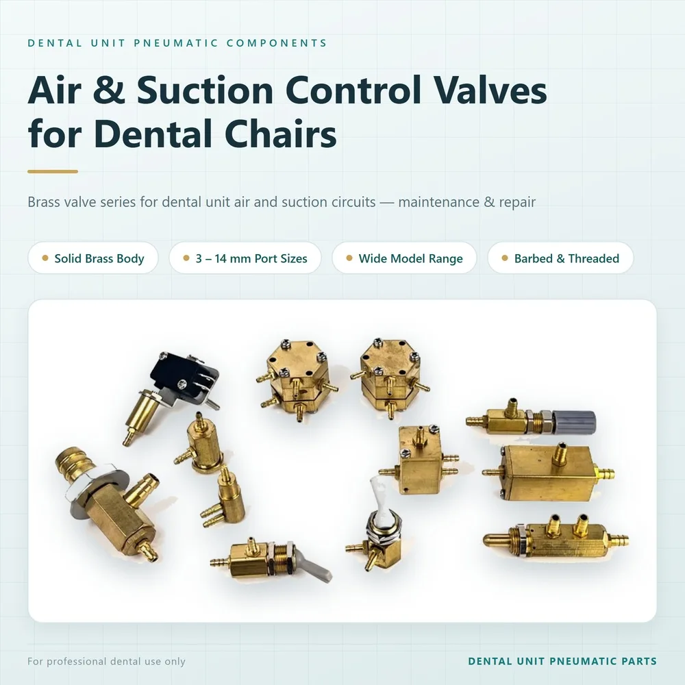 Dental Chair Pneumatic Valve Brass Air Control Suction Valve 3mm 5mm 14mm Foot Pedal Regulating Solenoid DC24V Dental Unit
