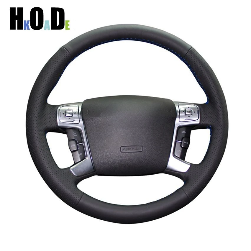 

Black Artificial Leather Steering Wheel Covers Hand-stitched Car Steering Wheel Cover for Ford Mondeo Mk4 2007-2012 S-Max 2008