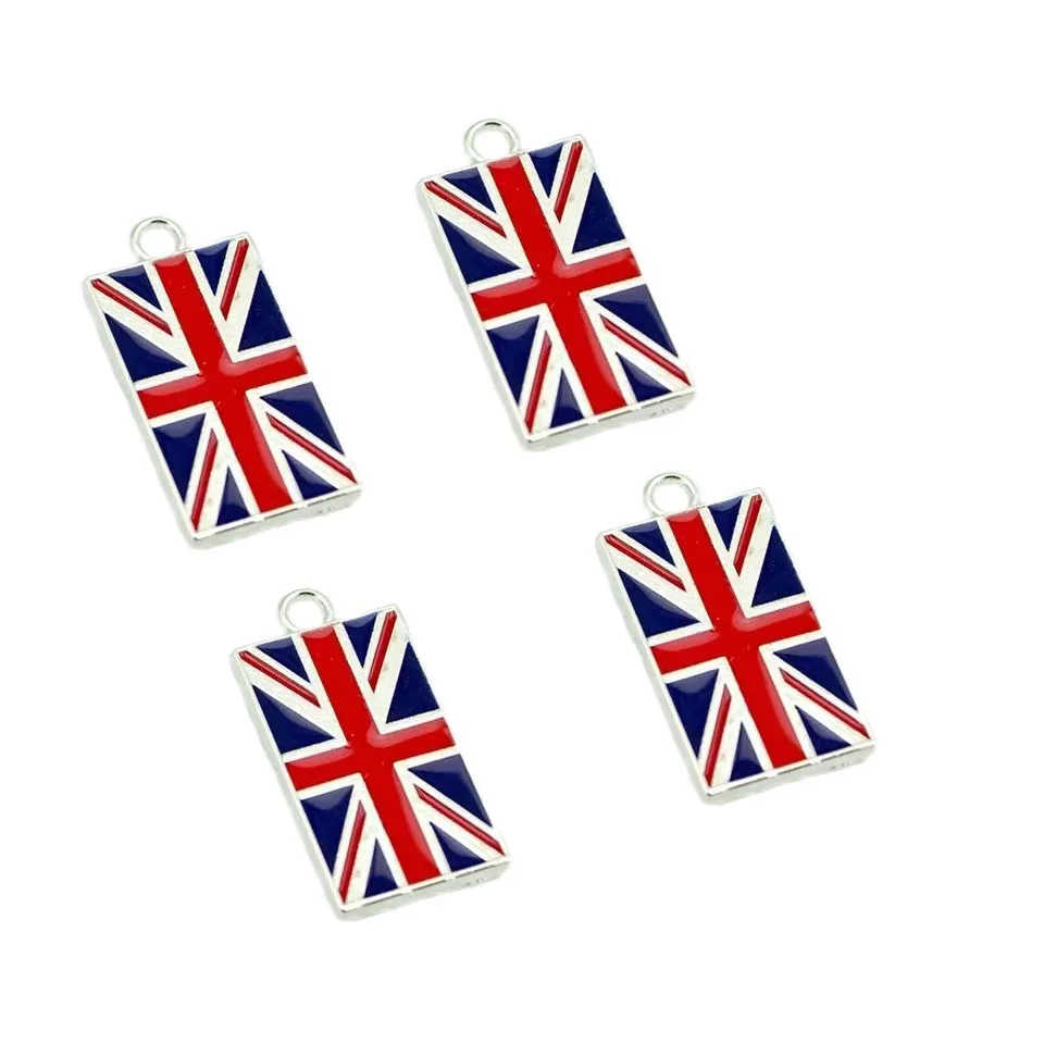 10pcs Enamel British Flag Charms Pendants for Necklaces Bracelets Earrings Keychain DIY Craft Jewelry Making Accessories