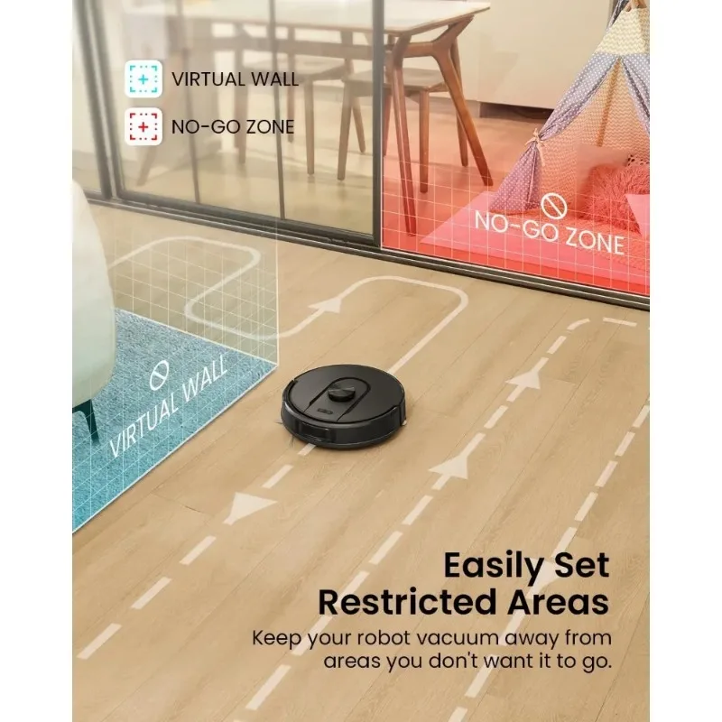 مكنسة وممسحة روبوت W11 مع تفريغ ذاتي، سعة 60 يومًا، ملاحة LiDAR، رسم خرائط منزلية، شفط 3000 باسكال، مناطق لا تذهب، روبوتية