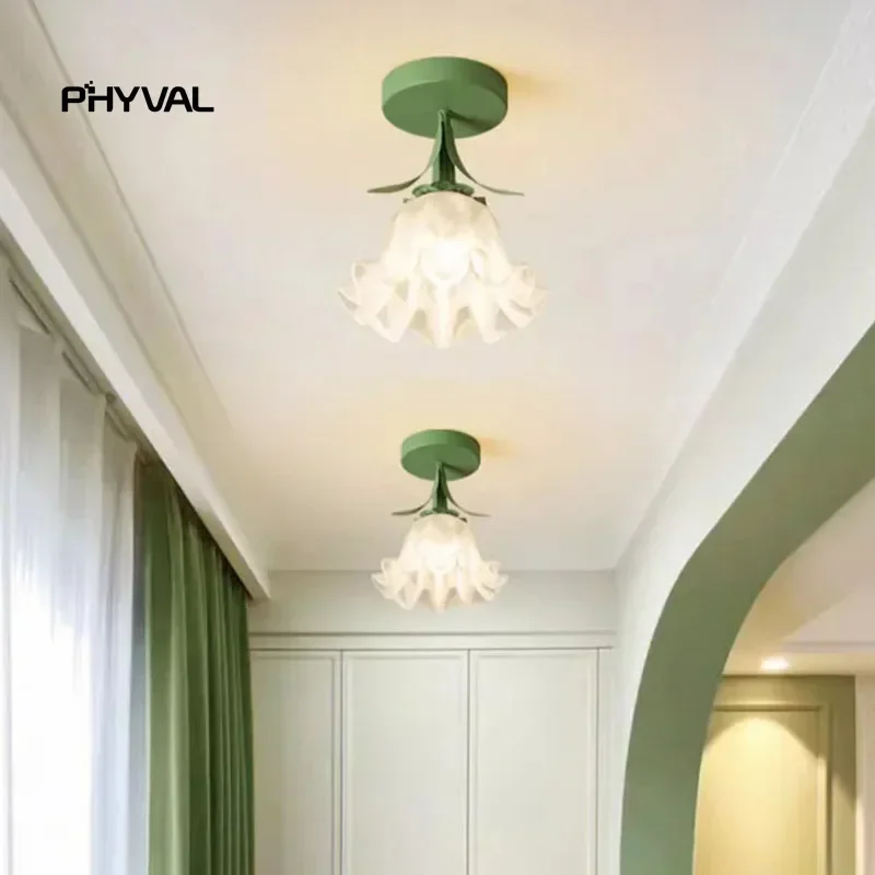 French ceiling lamp simple balcony corridor corridor lamp bedroom warm decorative lamps and lanterns flower modelling light