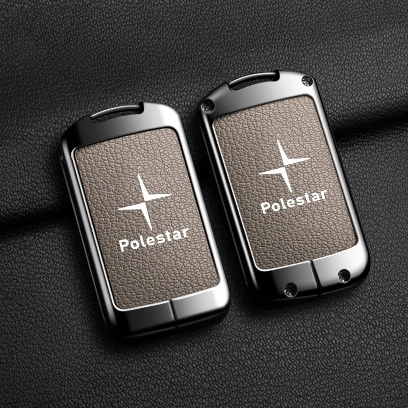 Leather Car Smart Remote Key Case Full Cover Bag For Volvo Polestar 2 Polestar 3 2023 2024 Protection Holder Shell Accessories