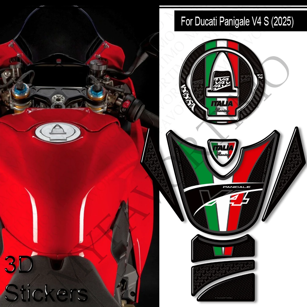 Naklejki motocyklowe 2025 V4S na Ducati Panigale V4 S, żywiczne naklejki na korek wlewu paliwa, podkładka na zbiornik paliwa, wodoodporna ochrona, naklejka 3D