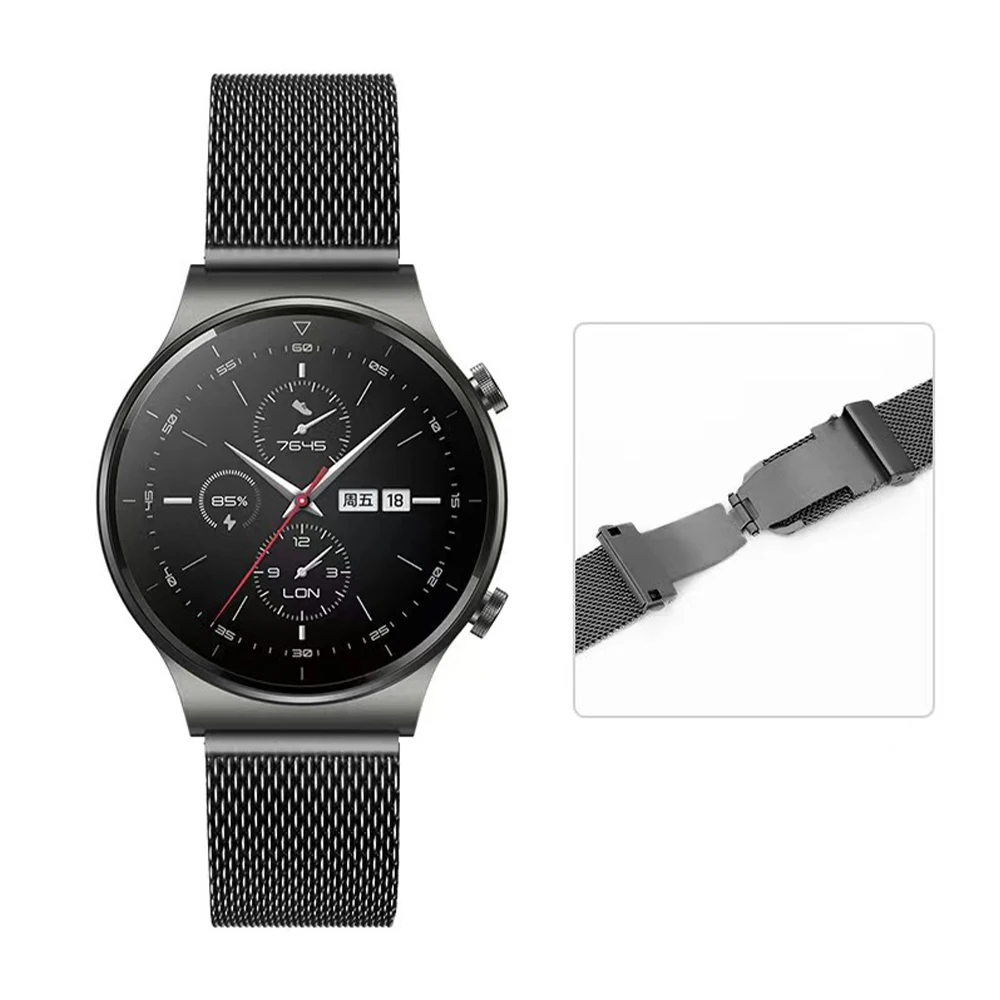 

22mm 20mm Milanese Strap for Samsung Galaxy Watch 3/4/5/Active2/Huawei Watch GT2 Metal Butterfly Buckle Bracelet for Amazfit GTR