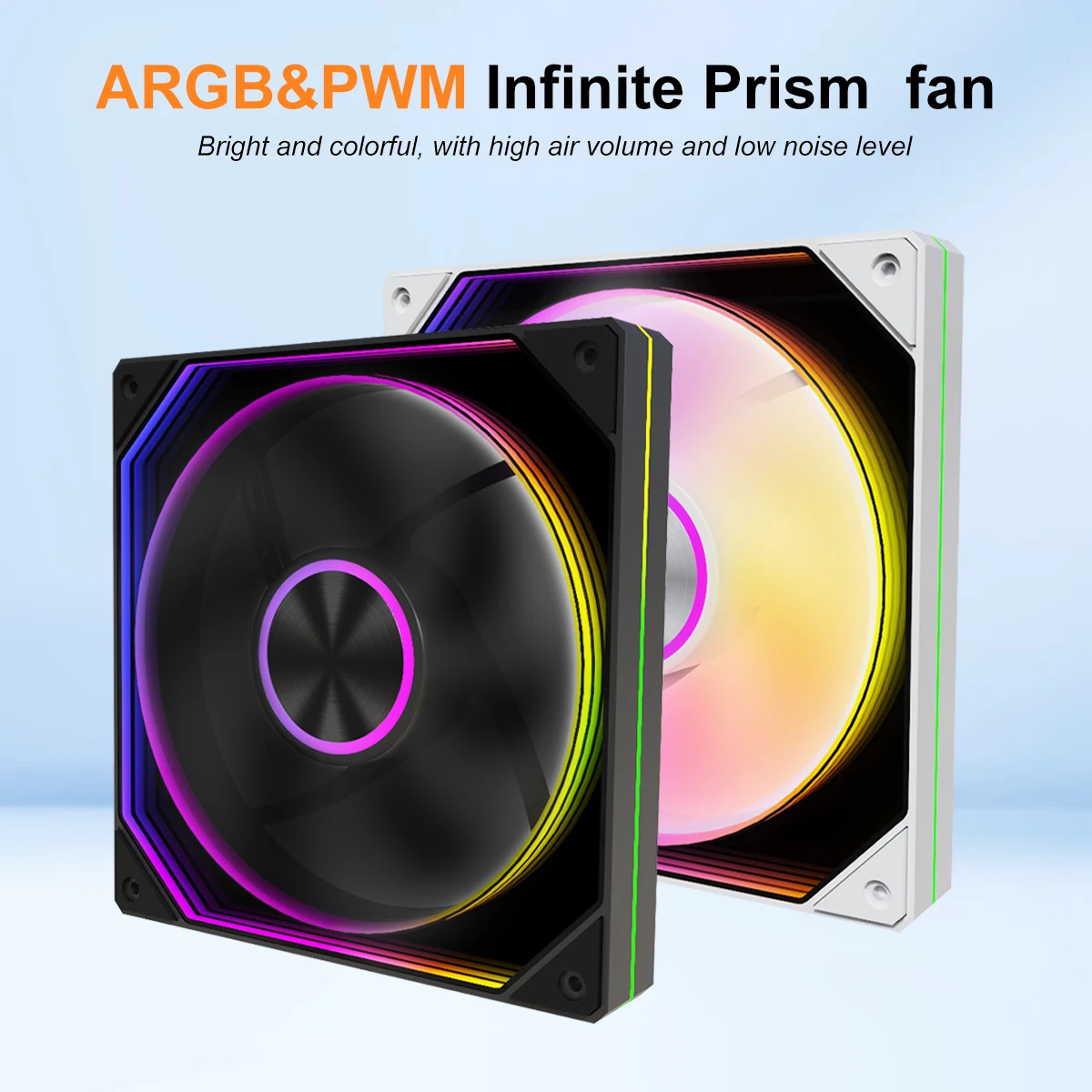 

12CM ARGB PWM PC Cooling Fan Infinite Prism - High Airflow Low Noise ARGB Fan for Gaming Case