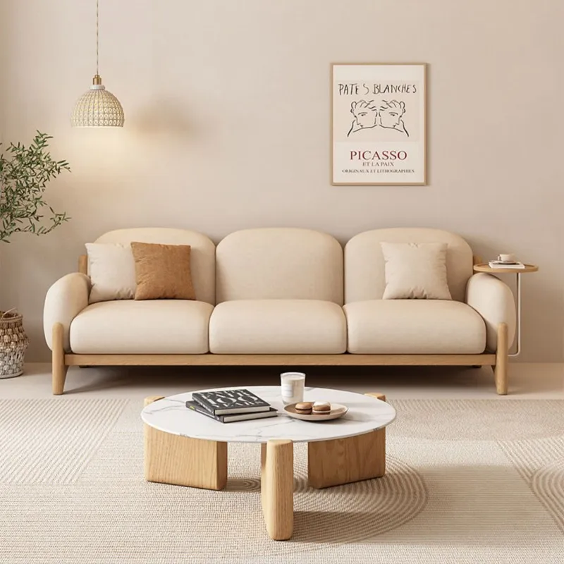 

Waterproof Back Support Sofas Beige Wood Filler Modern Luxury Floor Sofas Salon Nordic Designer Divano Moderno Home Furniture