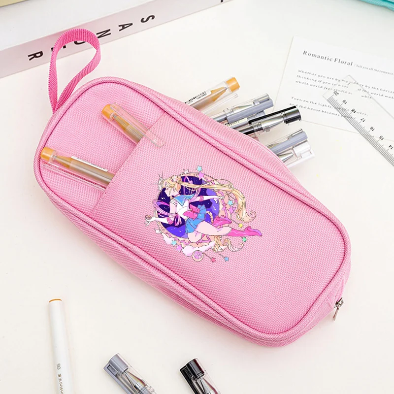 

Sailor Moon Pencil Bag Zipper Canvas Pen Pouch Multifunctional Stationery Storage Bags Girls Student School Office Accessories
