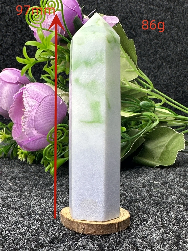 Natural Green Agate Magic Wand Energy Gem Six Siege Point Obelisk Crystal Point Pillar Carving Exquisite Treatment Aura Prayer f