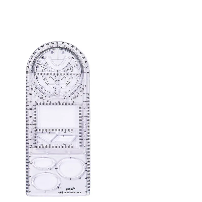 Ensemble de règles d'activité multifonctions, les élèves peuvent tourner la règle des maths, modèle de dessin de cercle de parabole du lycée