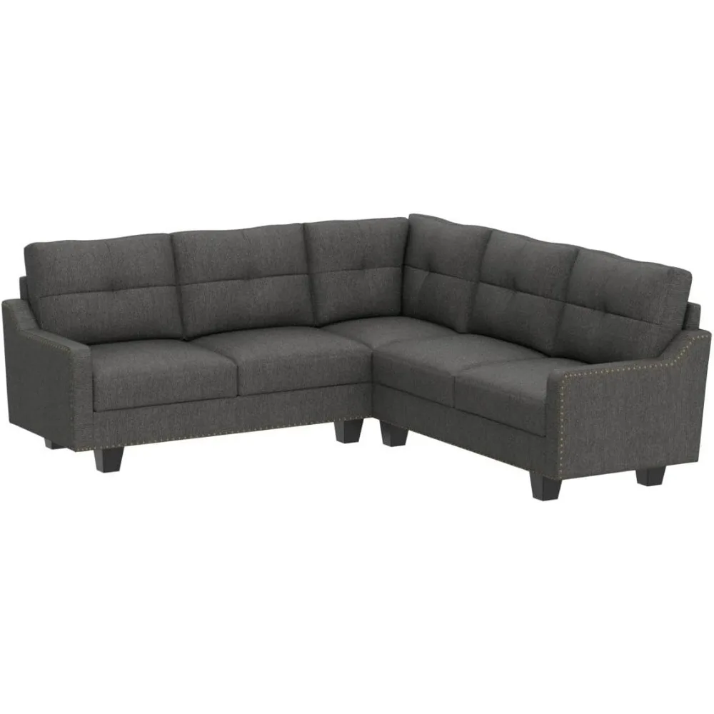 Convertible Sectional Sofa L Shaped Couch for Small Apartment Reversible Sectional Couches for Living Room,Dark Grey furniture image 4