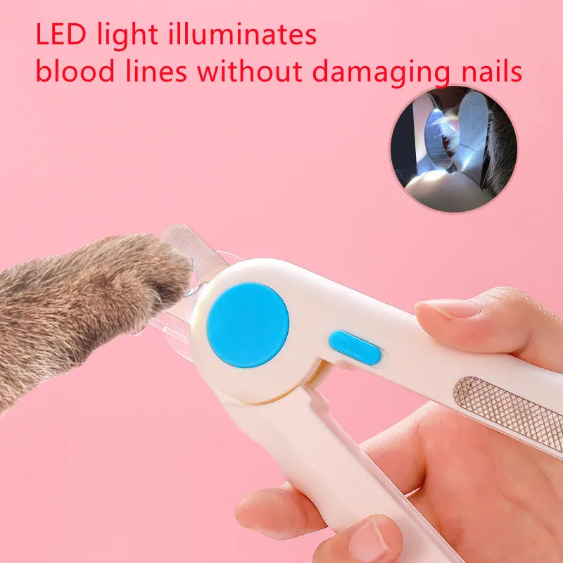 Pet Nail Scissors Cat and Dog LED Light Nail Clippers Sharp Stainless Steel Knife Head Large and Small Pet Supplies