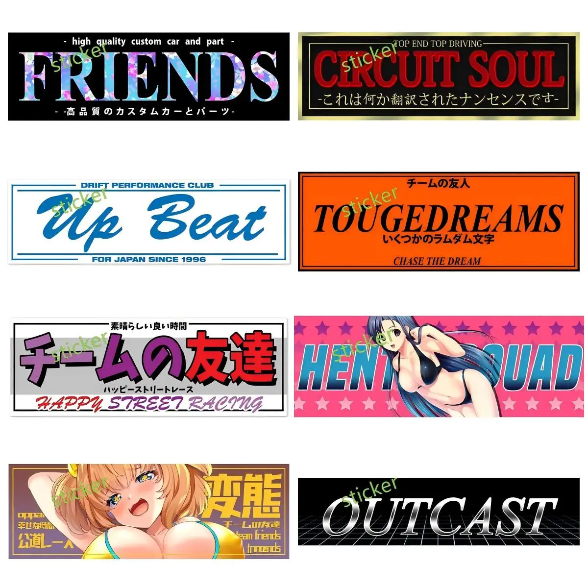 

Personality Japanese JDM Slap Funny Car Stickers Vinyl Motorcycle Waterproof Decal Caravan RV Car Accessoires