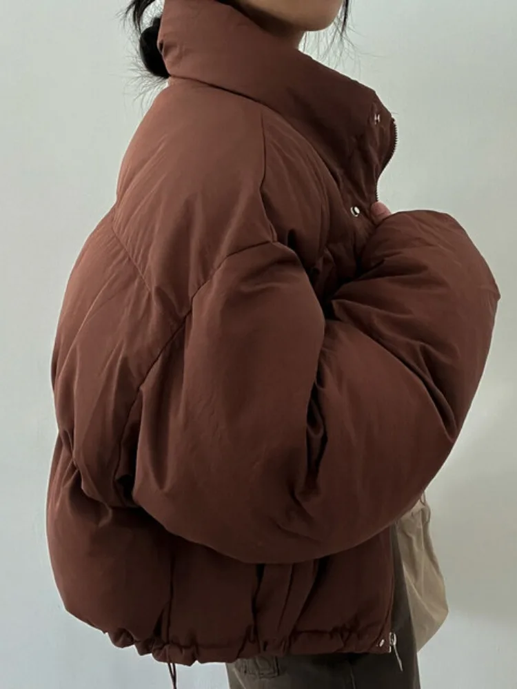 المرأة أسفل القطن Jaet الشتاء Thiened الدافئة ort الخبز Sle فضفاضة تناسب معطف الوقوف طوق صغير الحجم معطف القطن ودية