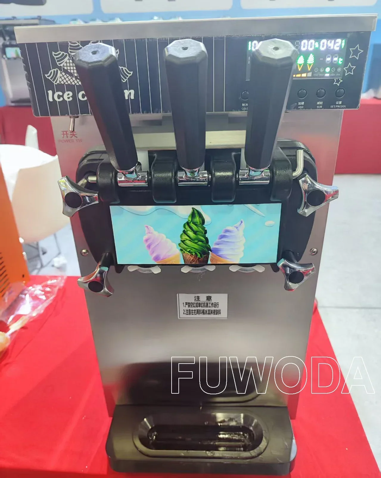 

3-Dispenser Soft Serve Ice Cream Machine 220V – Commercial Grade for Yogurt & Ice Cream in Snack Dessert Shops