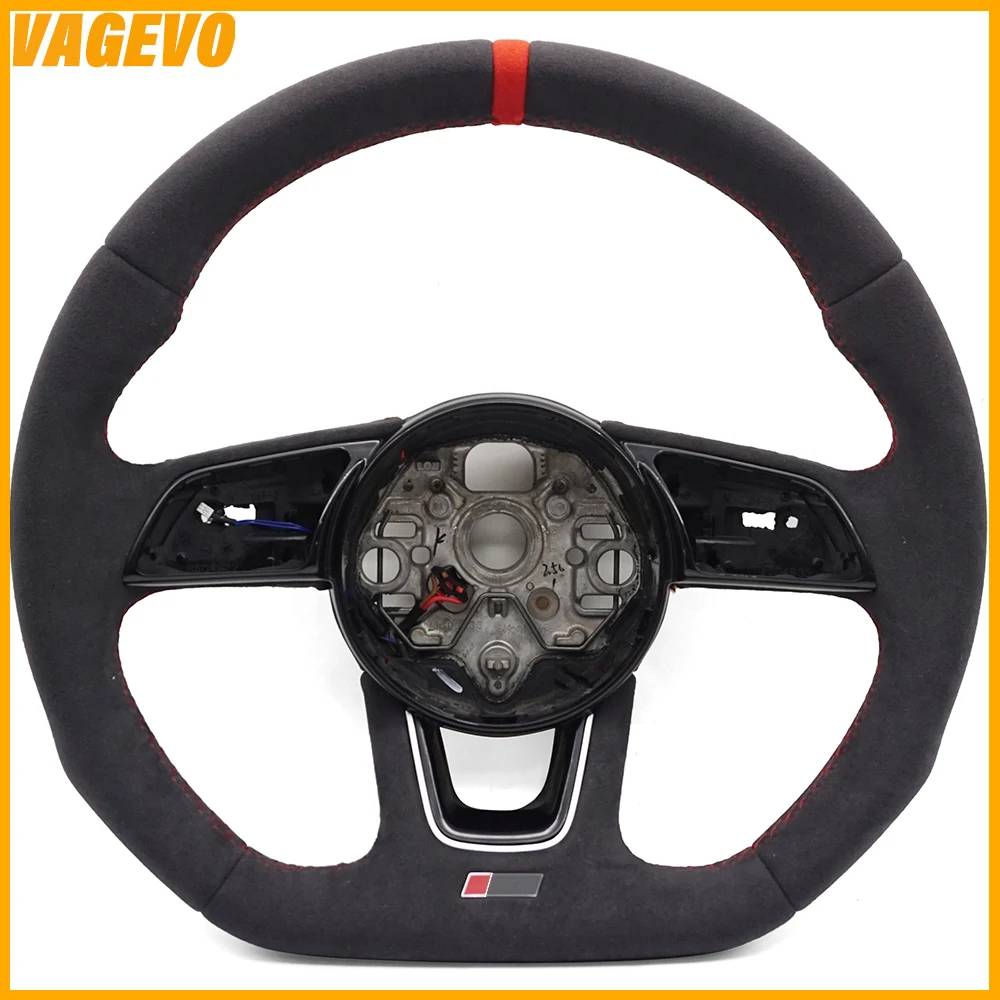 

Alcantara leather with red stitching 12 o'clock emblem sport steering wheel for Audi A3 8Y, Car Accessories