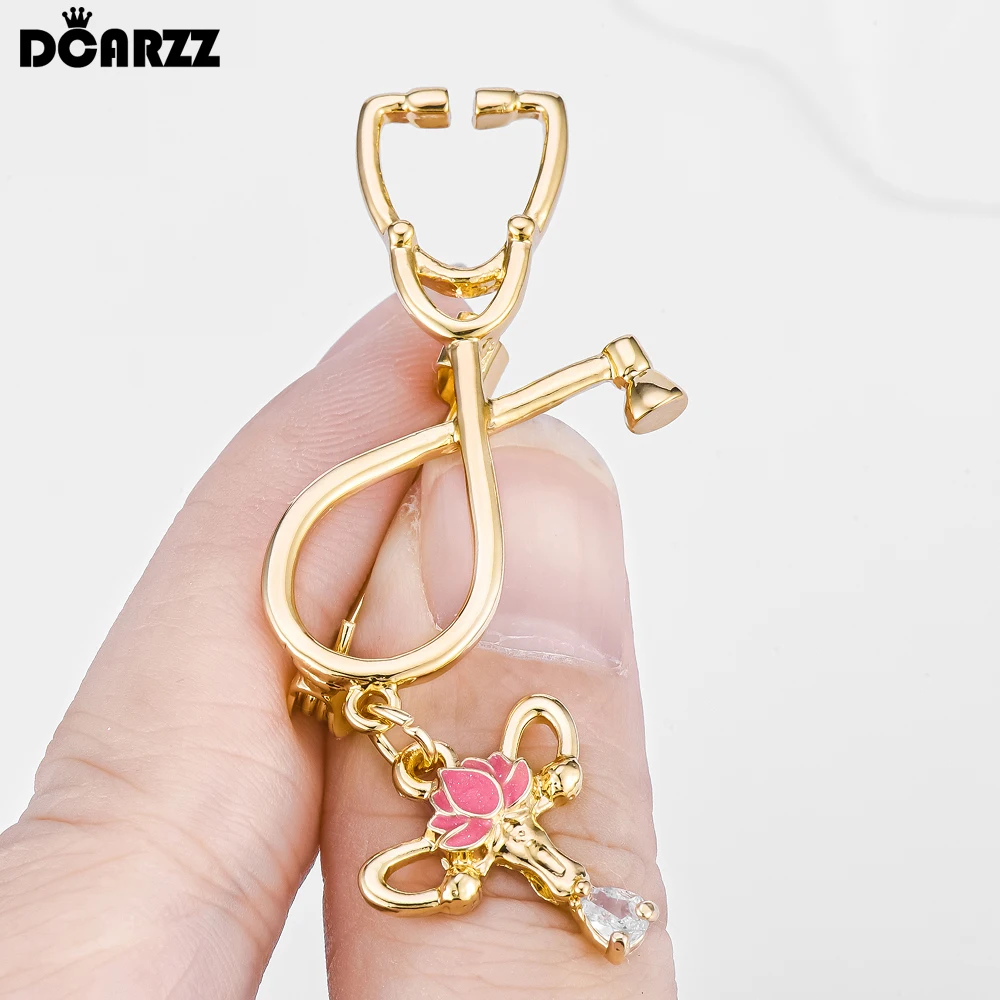 DCARZZ Uterine Charm Brooch Stethoscope Pin Medical Gynecology Women Doctor Nurse Medicine Jewelry Lapel Badge Gifts