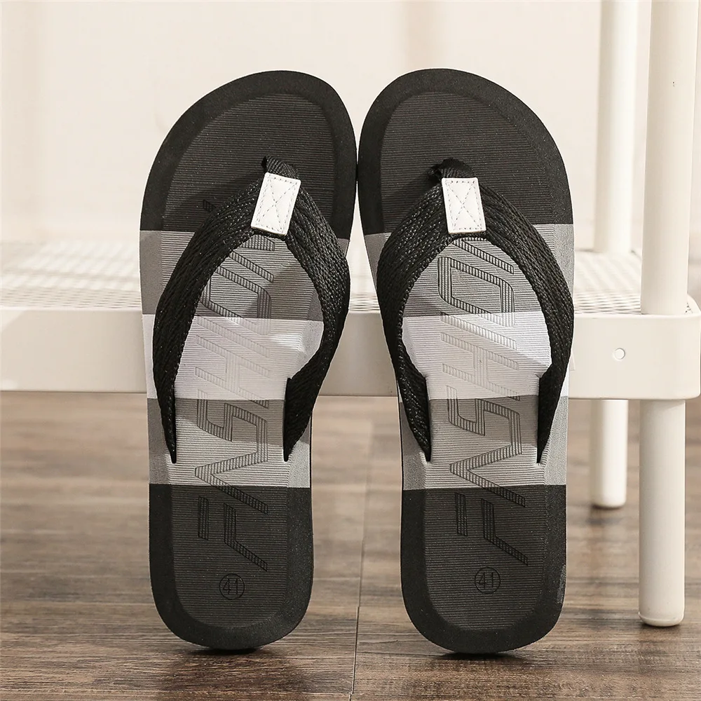 Fashion Slippers Men Flip Flops Beach Sandals Non-slip Casual Flat Shoes Slippers Indoor House Shoes For Men Outdoor Slides