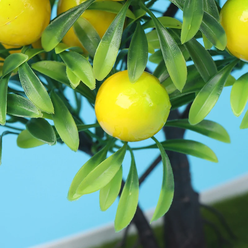 Plantas artificiales de limón en maceta, flor falsa para fiesta en casa y decoración de jardín