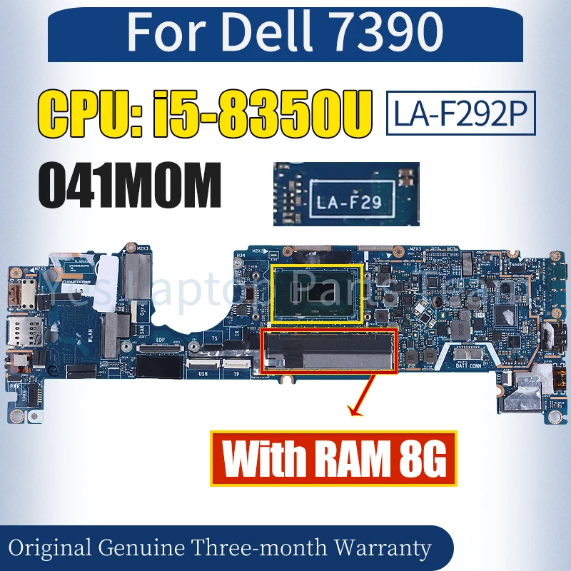 

LA-F292P для ноутбука Dell 7390 материнская плата CN-041M0M SR3L9 i5-8350U с оперативной памятью 8G 100% протестированная материнская плата для ноутбука