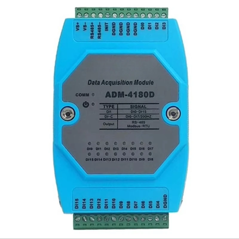 ADM-4180D 16DI Isolated Digital 16-Channel Switching Acquisition Module MODBUS-RTU RS485 Communication for Industrial Use