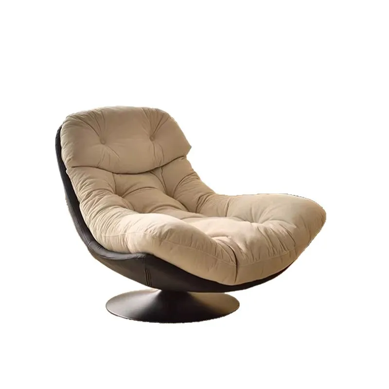 

Modern simple eggshell lazy sofa bedroom balcony single rotating sofa fabric can lie down and relax