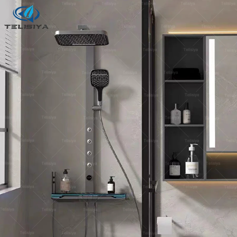 ห้องน้ําชุดฝักบัวมัลติฟังก์ชั่นอัจฉริยะดิจิตอลจอแสดงผลคีย์เปียโนเอวสเปรย์ Booster โรงแรมชุด