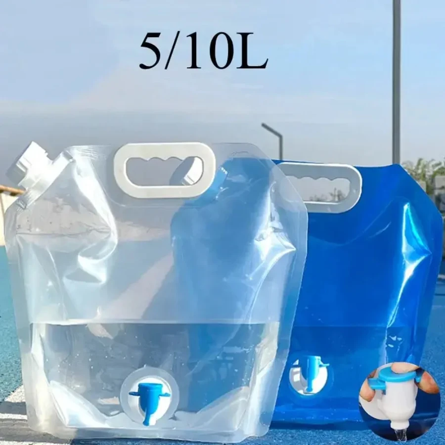 

5/10L Camping Water Bag Portable Folding Water Bucket Large Water Container Outdoor Travel Collapsible Pouch Can Camping Supplie