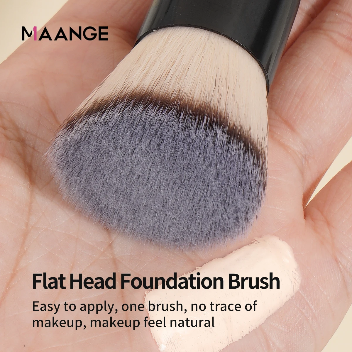 MAANGE 3pcs Travel Makeup Brush Essential Flat Top Foundation Brush Eyeshadow Eyeline Beginner-Friendly Gift for Girl Mother Day