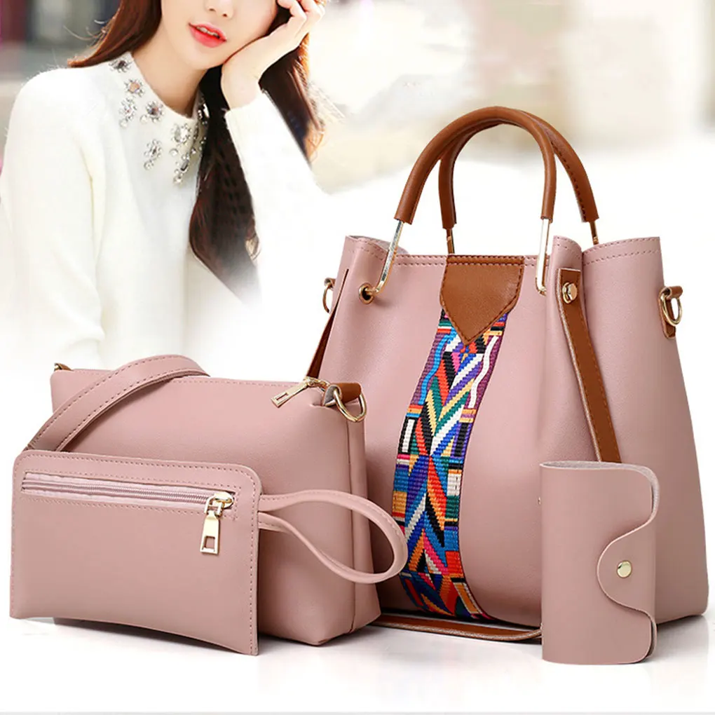 4psc Fashion Women Shoulder Bags PU Crossbody Bags Wallet New Totes Bag Handbag Clutches Purse Women’s Bag Set