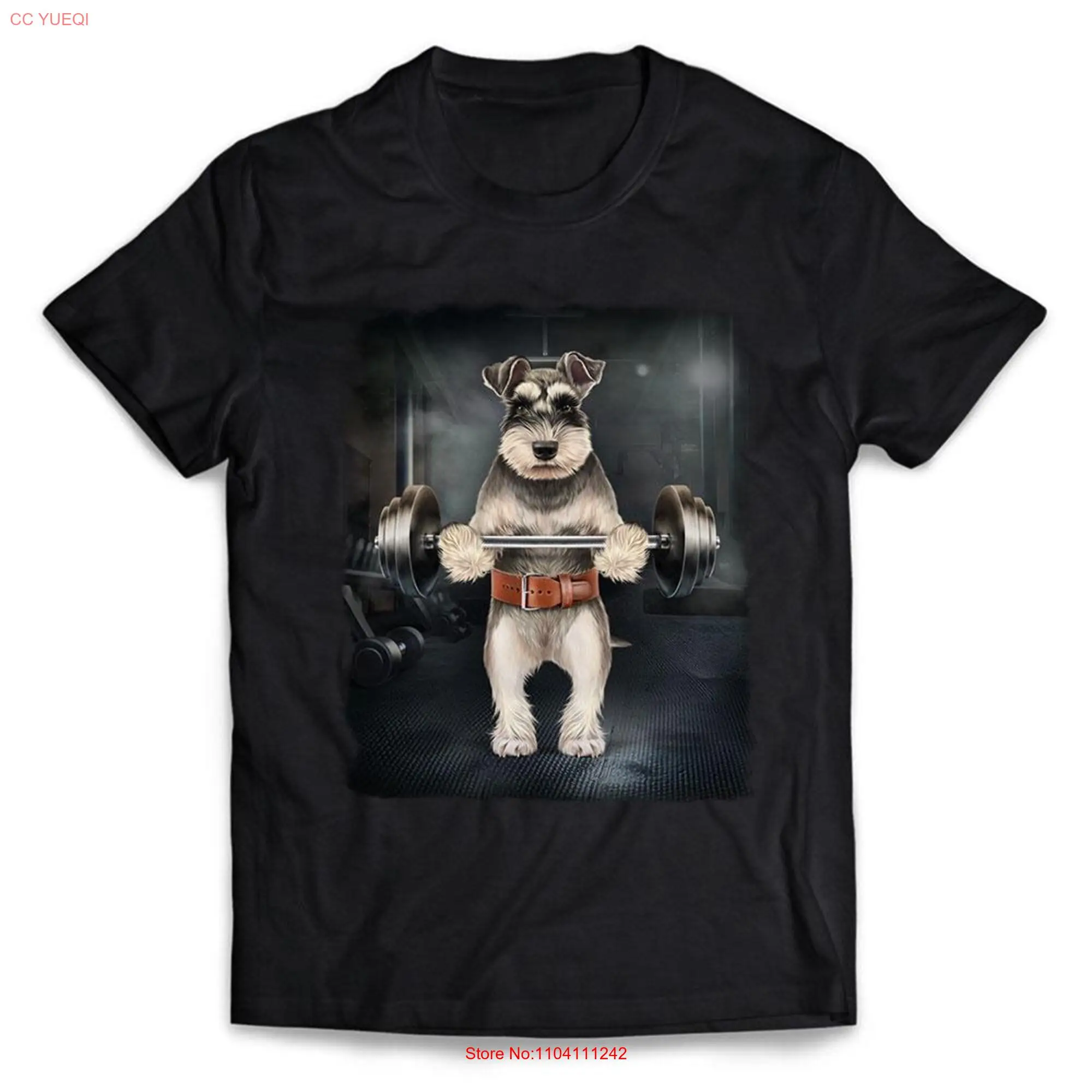 Schnauzer Dog Muscle Workout with Barbell Weightlifting at Gym  Youth T Shirt PrintStarT long or short sleeves