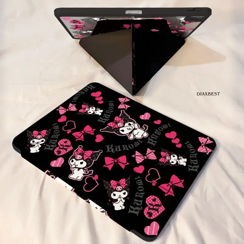 

Kawaii Kuromi Tablet Case For Xiaomi Pad 7 7Pro 5 5Pro 6 6SPro 12.4 Hello Kitty Cartoon With Pen Holder Y Fold Protective Cover