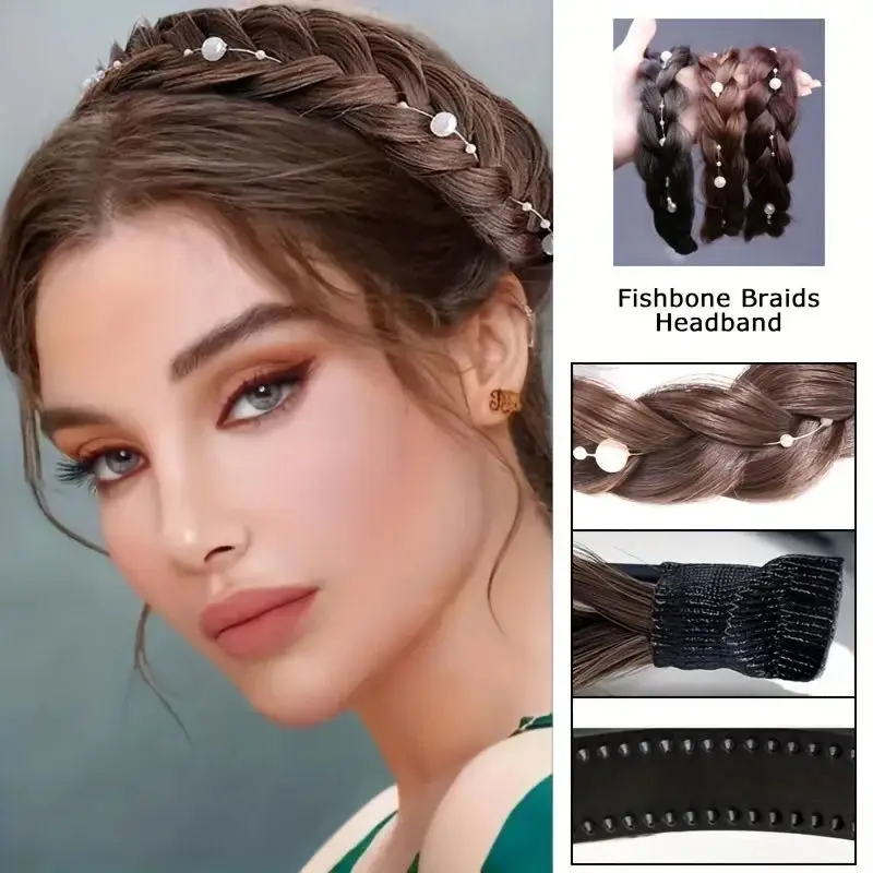 Women Synthetic Wig Twist Braided Hair Bands Fashion Braids Hair Accessories Women Bohemian Nature Headband Stretch for Party