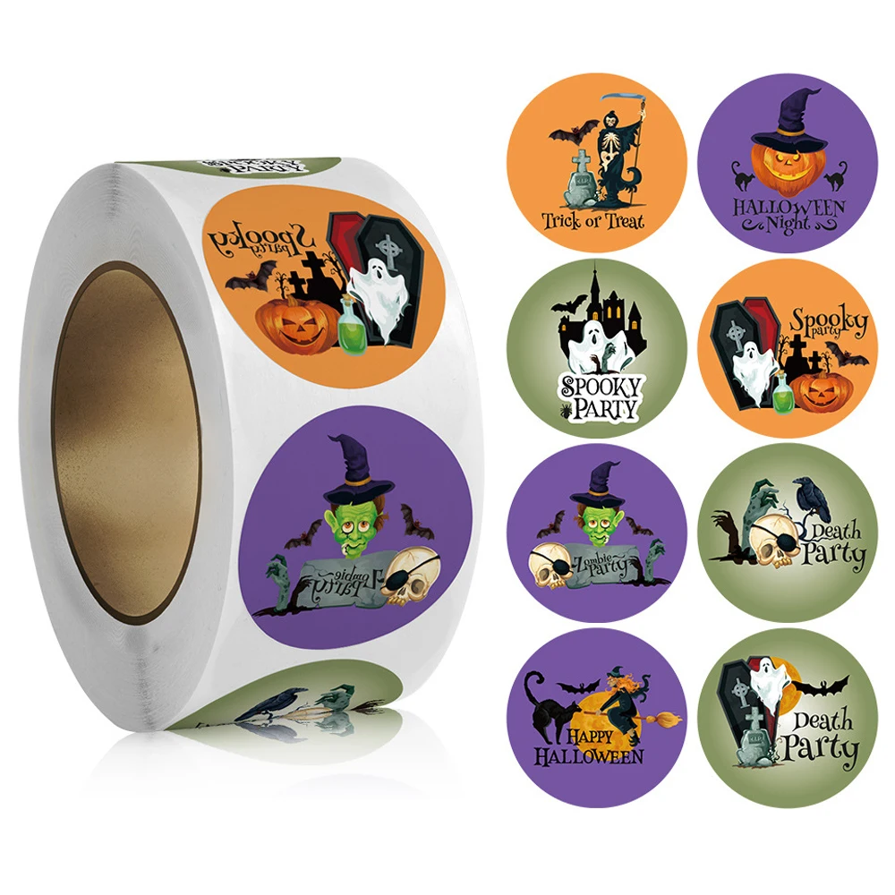 500Pcs Halloween Labels Sticker Funny Pumpkin Ghost Paper Stickers for Gift Packing Bag Sealing Label Halloween Party Decoration