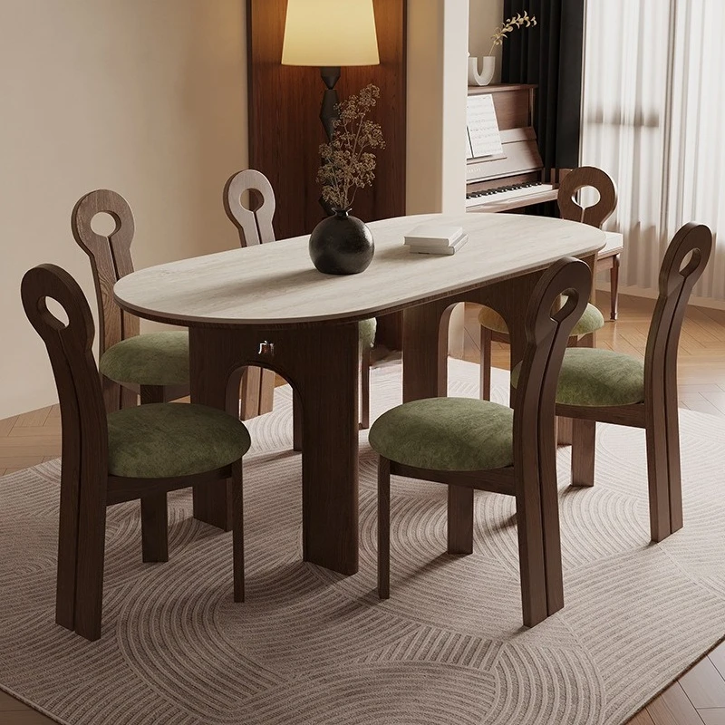 Arc de Triomphe ancient style solid wood dining table and chairs dining table household small apartment one