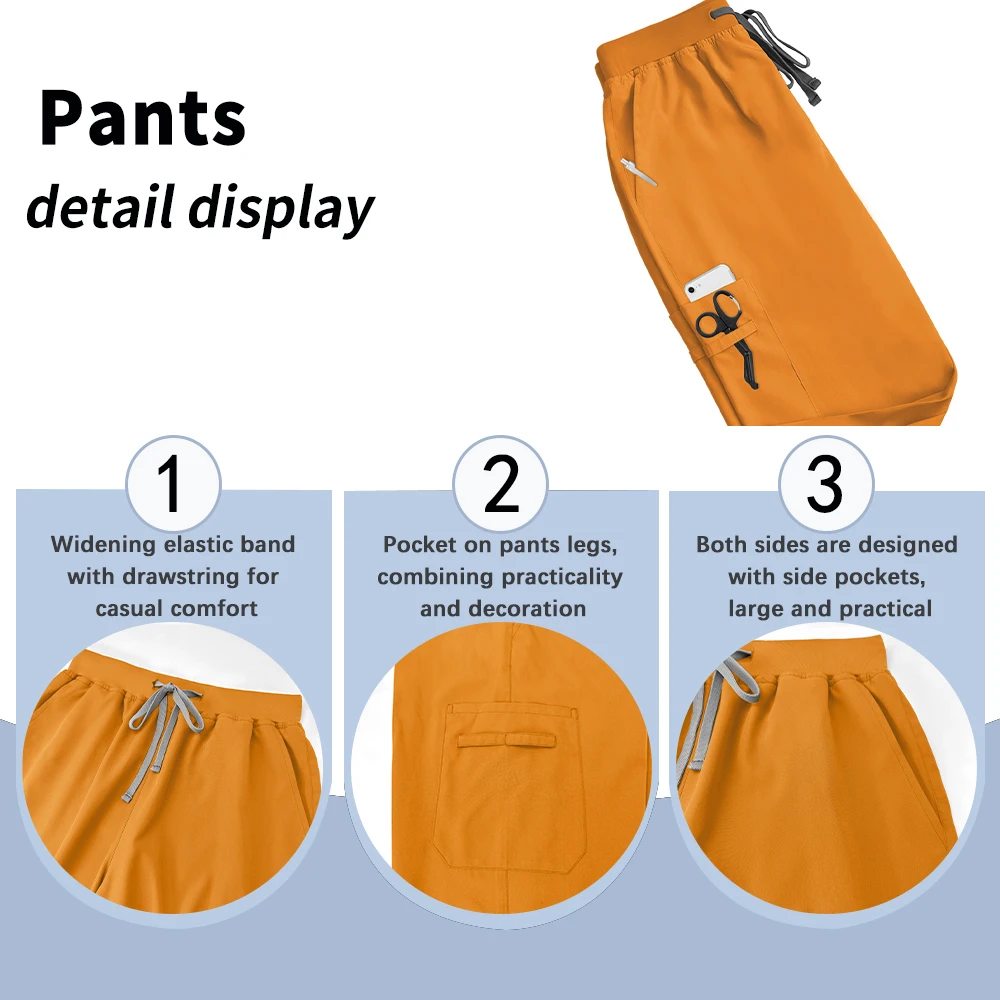 Ropa para médicos, uniformes quirúrgicos hospitalares, pantalones superiores, ropa de trabajo para enfermería, accesorios de enfermería, conjunto de exfoliante elástico