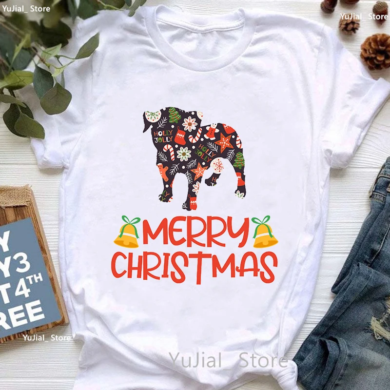 

Merry Xmas Pug Graphic Print Tshirt Girls Funny Kawaii Dogs T Shirt Women Harajuku Shirt Summer Tops Fashion Female T-Shirt