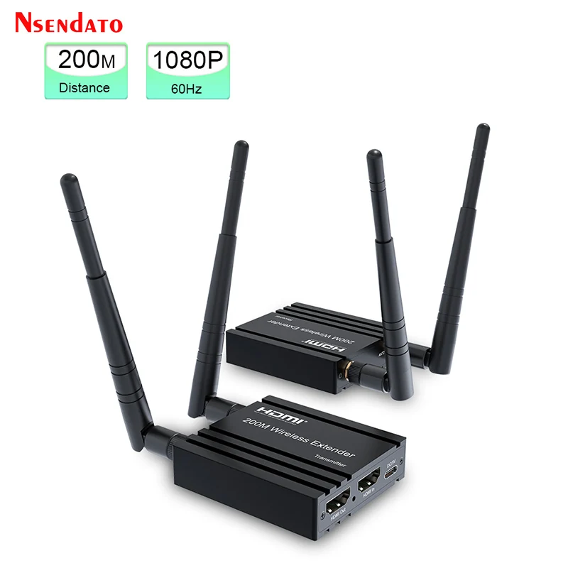 5G 200m Wireless HDMI Extender Video Audio Transmitter Receiver Kit 1080P Extender HDMI Adapter for DVD Camera PC To TV Monitor