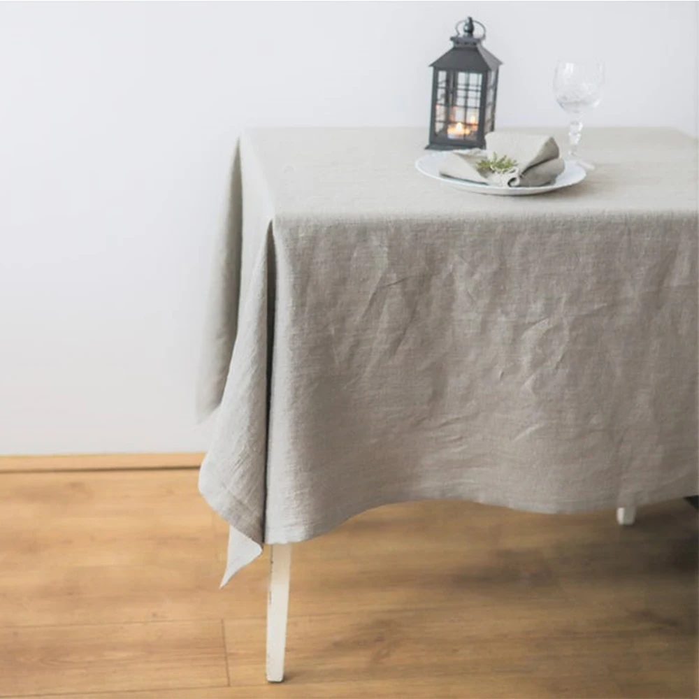 Natural Fabric Tablecloth,100% Pure Linen Solid Color Table Cover,for Kitchen Dining Room Party Holiday Tabletop Decoration