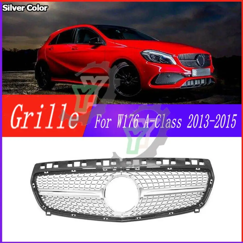 Front Bumper Grille Hood Grill For Mercedes- Benz W176 A-Class A180 A200 A220 A250 A260 A45 2013 2014 2015 GT Diamond Style