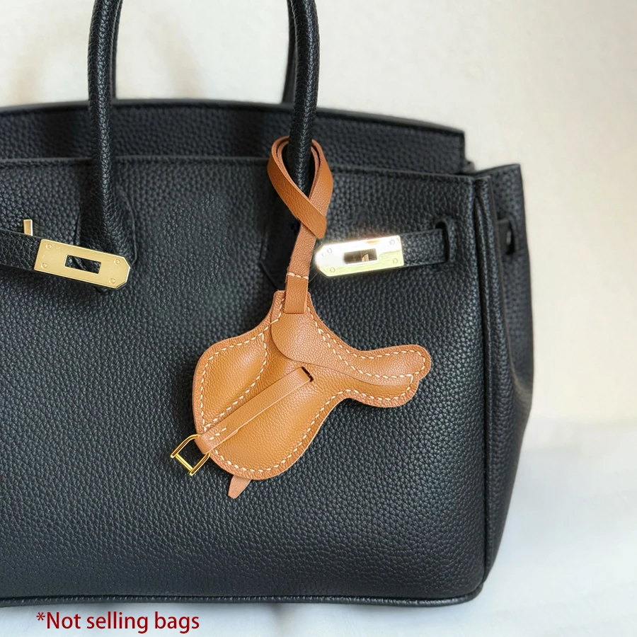 Equestrian Saddle Cow Leather Bag Charm Handmade Luxury Bag Pendant Sturdy Stitched Design For Timeless Style