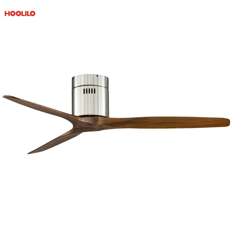 52Inch Brushed Luxury 3 Wooden Blade DC 85V - 260V Motor Decorative Ceiling Fan Ventilator Light Remote Control