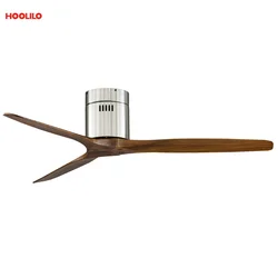 52Inch Brushed Luxury 3 Wooden Blade DC 85V - 260V Motor Decorative Ceiling Fan Ventilator Light Remote Control