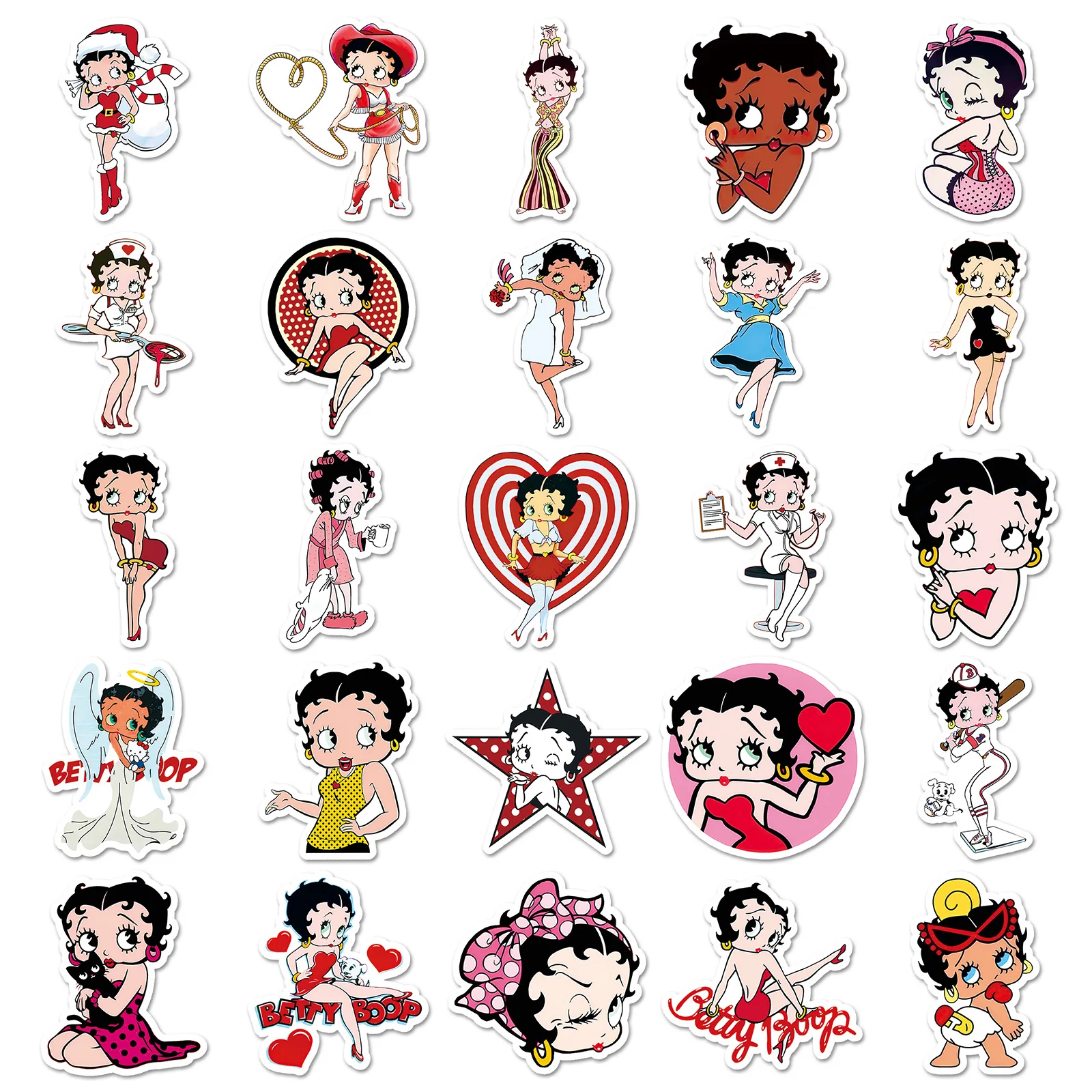 

50PCS Animation Betty Boop Cartoon Stickers Graffiti DIY Waterproof Decals Suitcase Laptop Computer Guitar Decoration Kids Gifts