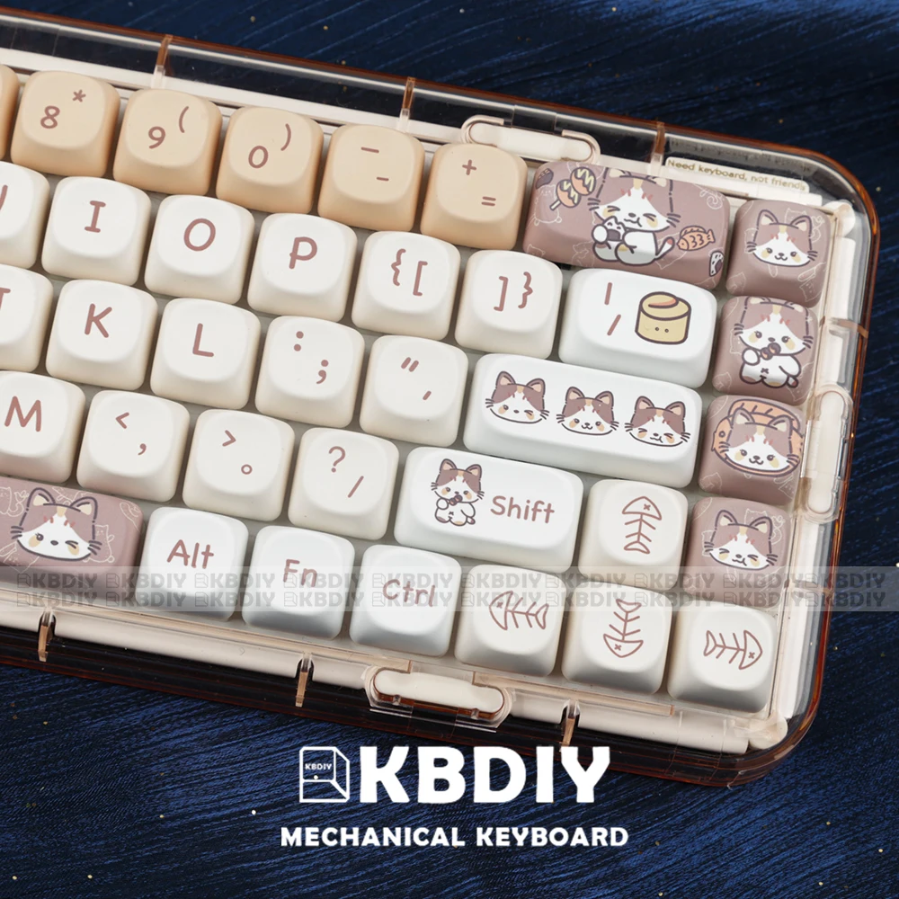 KBDiy 143Keys/Set MOA Profile Cute Cat Theme Keycap for Keyboard MAC Cartoon PBT Keycaps MX Switches for GMK67 64/61/104/87/980