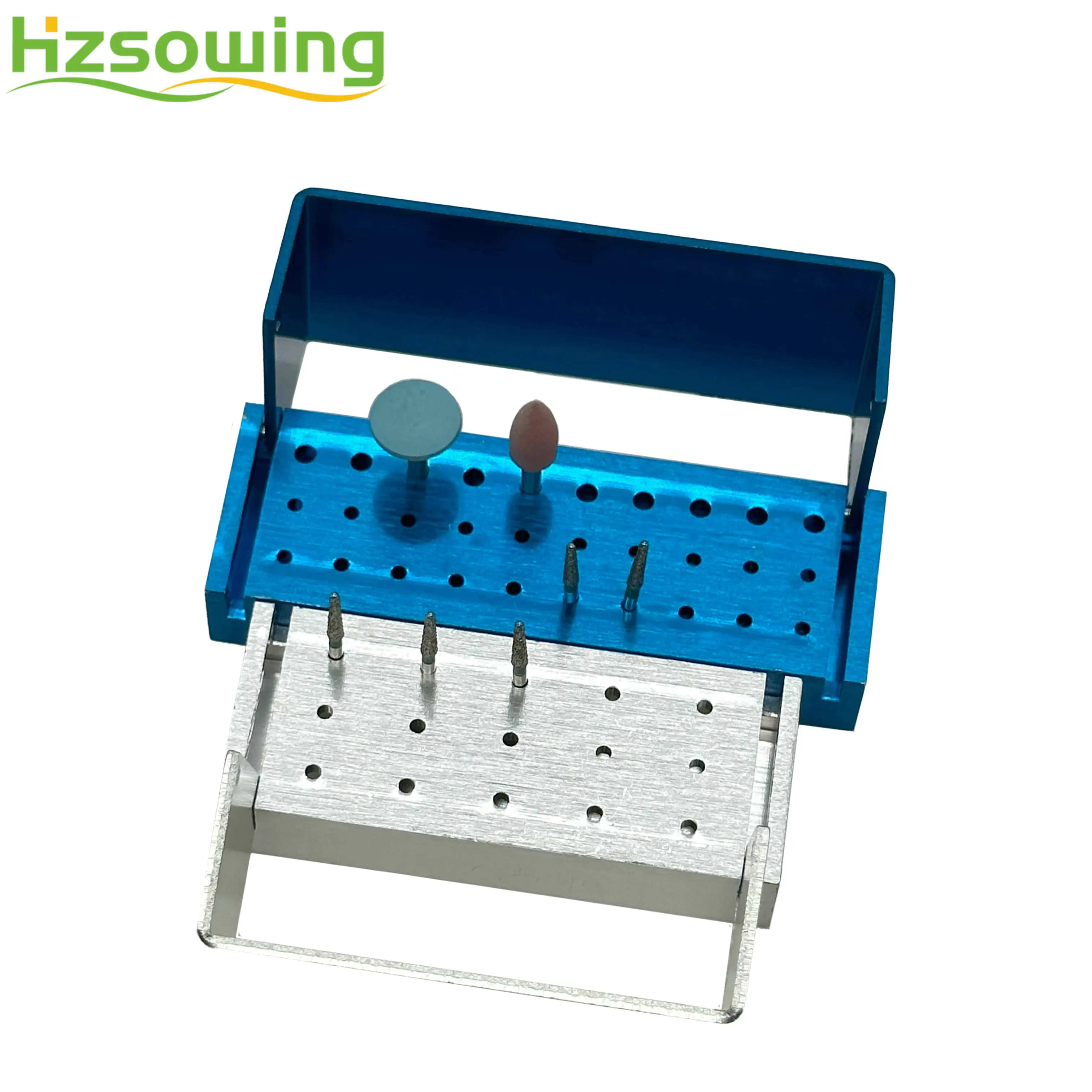 Dental Endo Box 15/30 Holes Aluminum Disinfection Bur Holder For Hight/Low Speed Bur Dentistry  Storage  Case