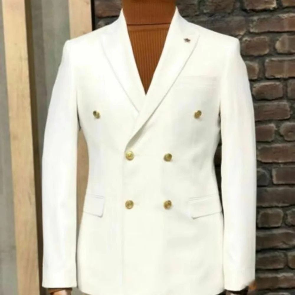 

Мужская свадебная официальная куртка, приталенный двубортный деловой пиджак с лацканами, элегантная верхняя одежда для мужчин