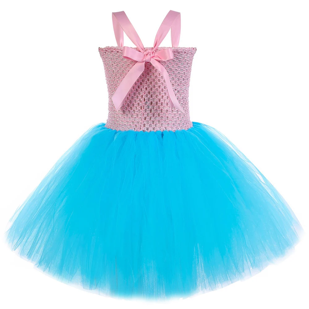 Vestido de tutú con gafas para niña, traje de princesa rosa y azul para fiesta de cumpleaños, Halloween y Año Nuevo