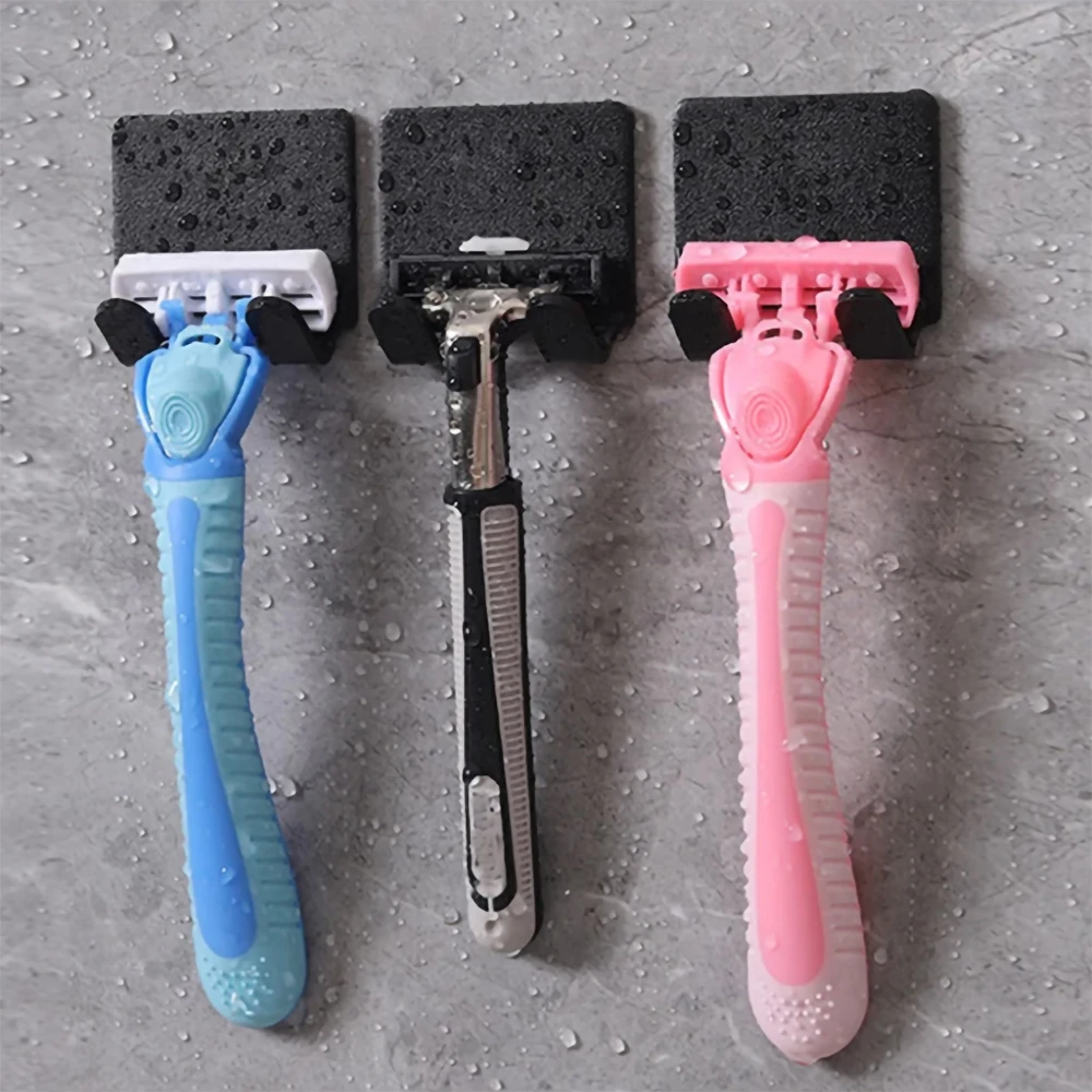2/4PCS Klebstoff Rasiermesser Halter Wand Badezimmer Für Dusche Haken Rack Gillette Rasierer Rasieren Halter Schwarz Kunststoff haken